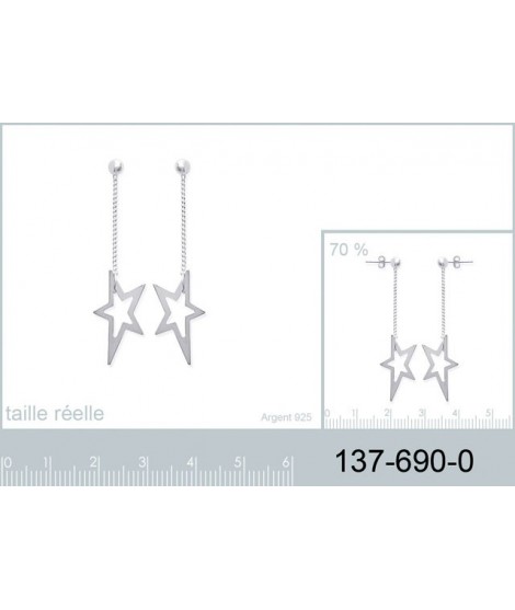 Longues boucles d'oreilles pendantes étoiles en argent 925/000